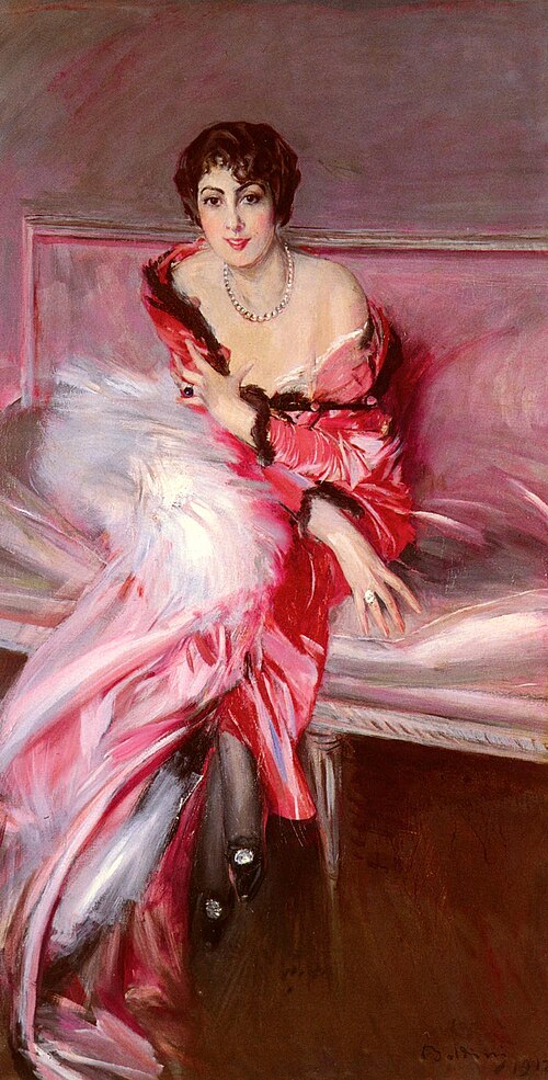 pantomathwar's tweet photo. Good morning 🌞 with "Portrait Of Madame Juillard In Red", by Giovanni Boldini, 1912 https://t.co/lDEFb9VnMK