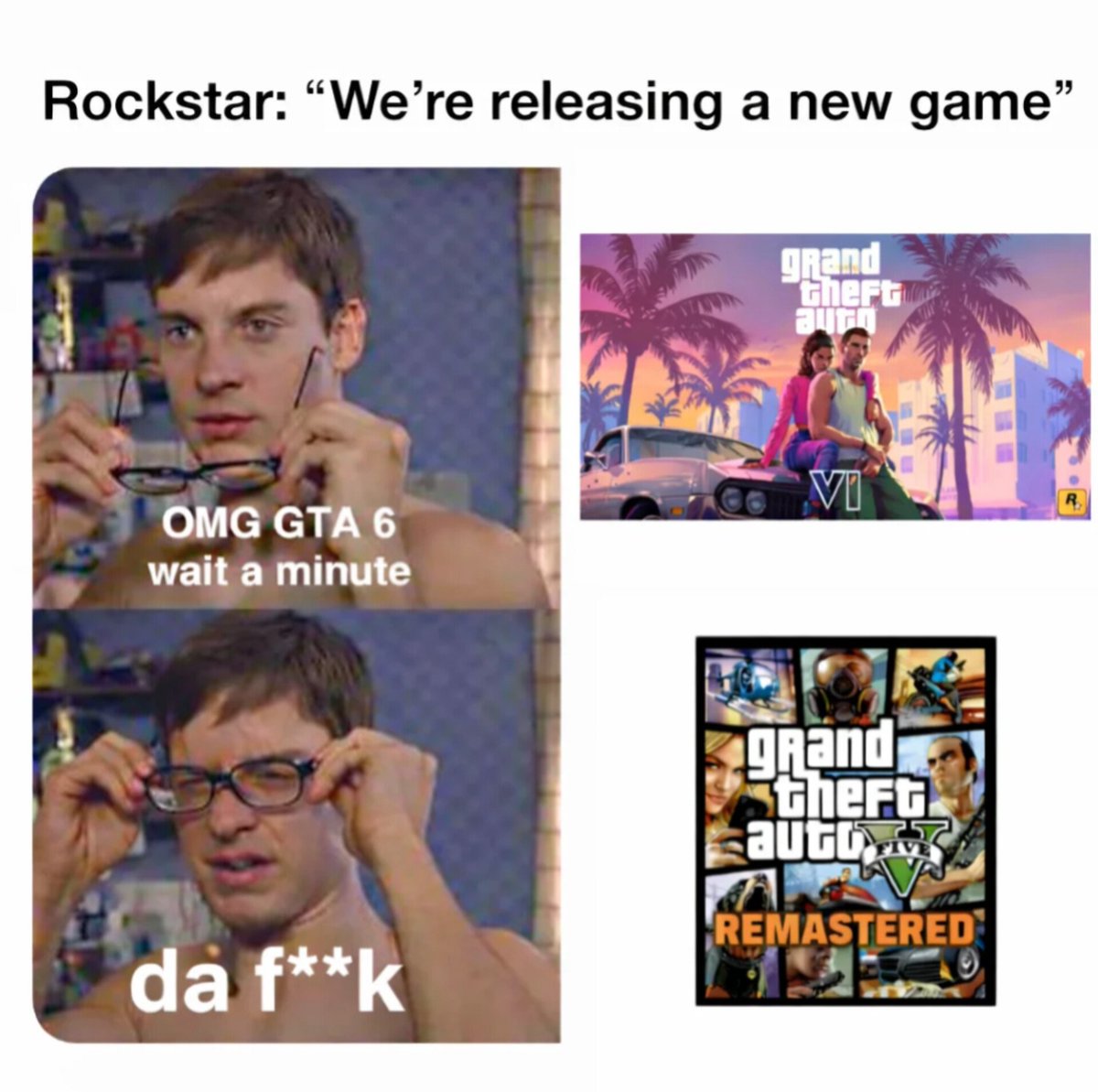 GTA6_Community's tweet photo. Average Rockstar announcement

#gta #gta6 https://t.co/3hoY843ueK