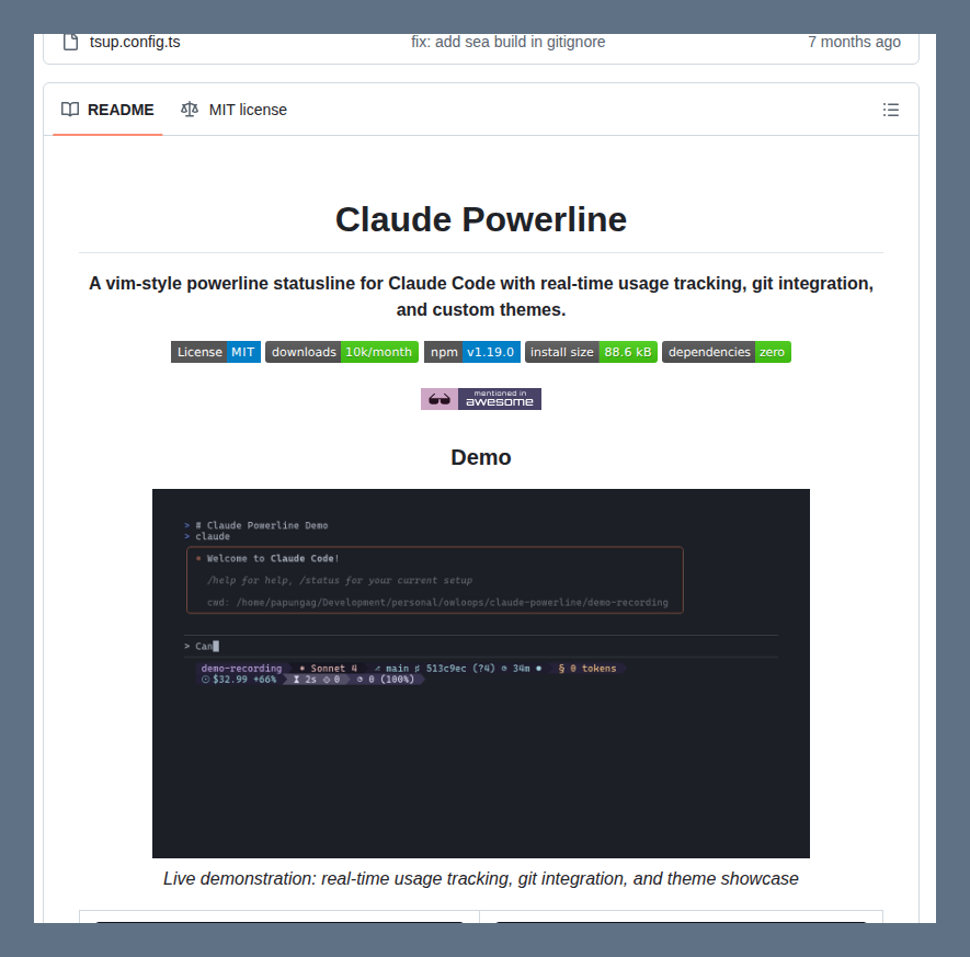 Statusline for Claude Code with usage tracking and git integration

github.com/Owloops/claude…