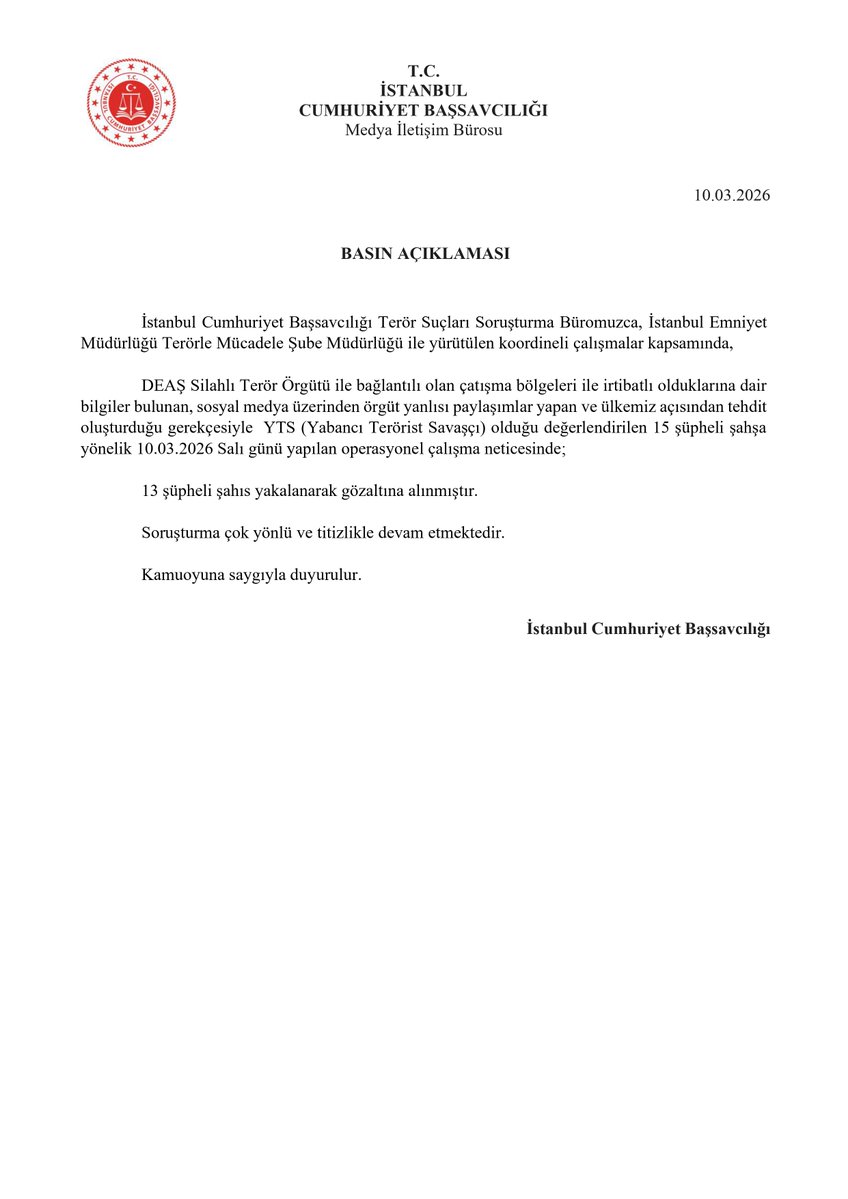 İstanbul Cumhuriyet Başsavcılığı tweet media