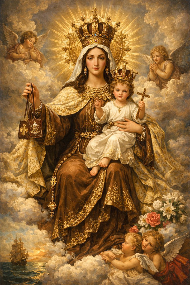 ✝️ Dios te salve, María, 
llena eres de gracia;
el Señor es contigo.
Bendita Tú eres 
entre todas las mujeres,
y bendito es el fruto de tu vientre, Jesús. 

Santa María, Madre de Dios,
ruega por nosotros, pecadores,
ahora y en la hora de nuestra muerte. Amén 🙏