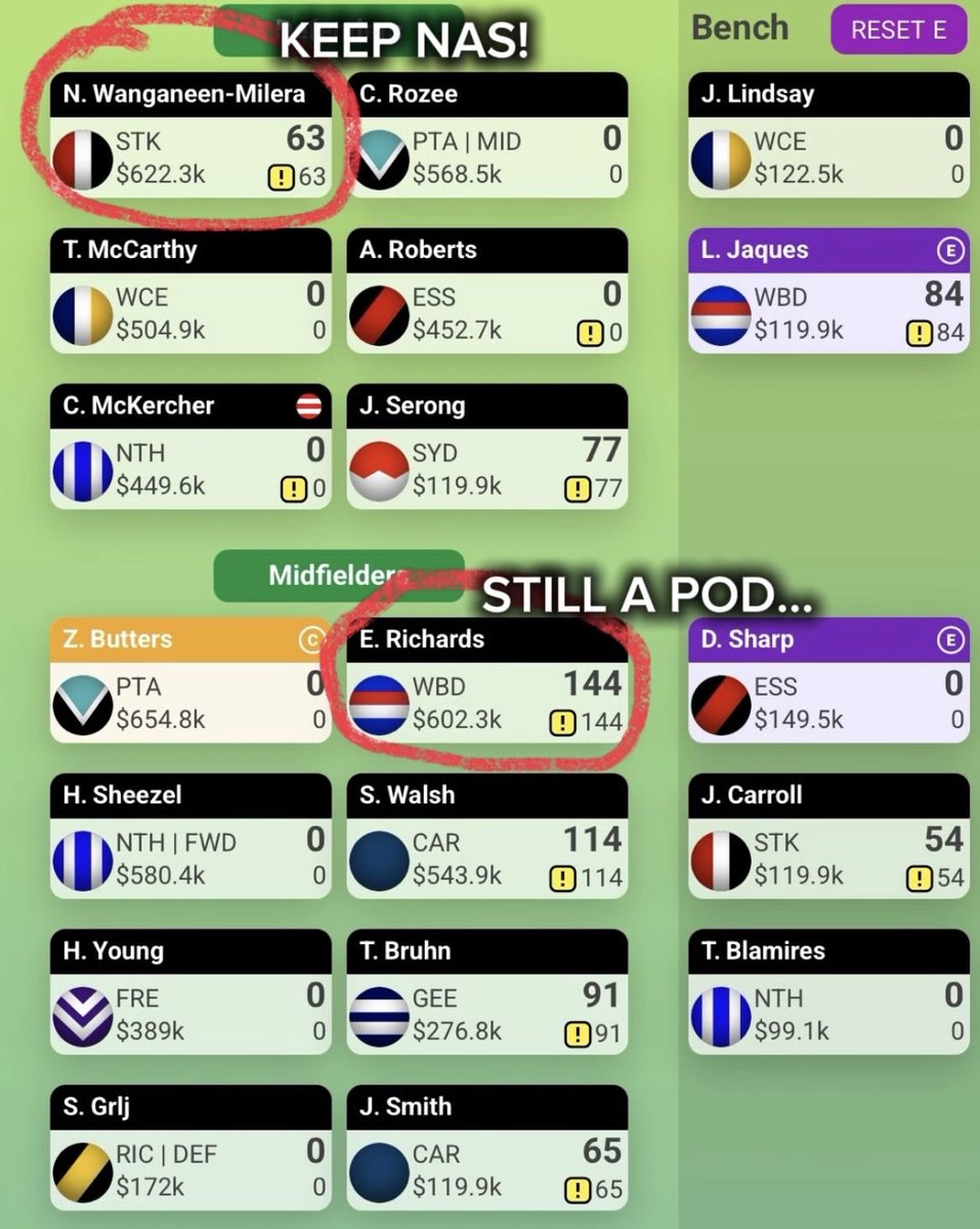 liam_mcallion's tweet photo. SuperCoach team reveal after Opening Round! 🫣 
#afl #supercoach #supercoachafl https://t.co/qrP1LEtZIX