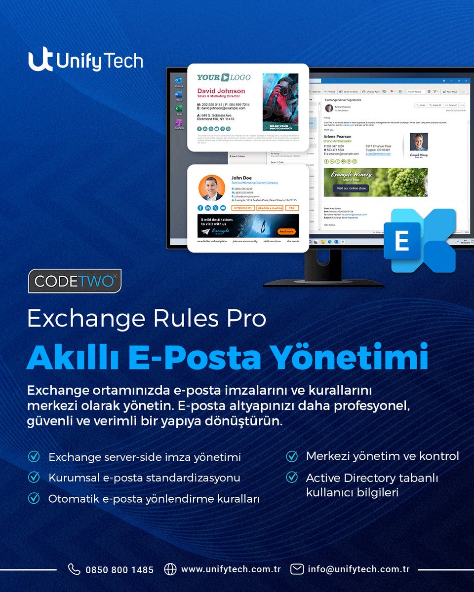 unify_tech's tweet photo. Microsoft Exchange ortamlarını daha akıllı ve merkezi bir şekilde yönetmek için geliştirilen güçlü çözümlerden biri olan CodeTwo Exchange Rules Pro, e-posta yönetimine yeni bir standart getiriyor.
Hem daha profesyonel hem de daha verimli..
#CodeTwo #ExchangeServer #EmailSecurity https://t.co/iNb779ATEZ