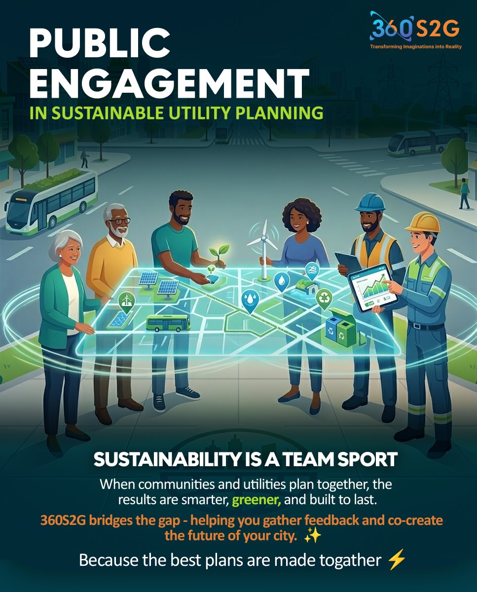 360S2G's tweet photo. 𝗦𝘂𝘀𝘁𝗮𝗶𝗻𝗮𝗯𝗶𝗹𝗶𝘁𝘆 isn’t solo—it’s a community mission. 🤝

360S2G helps utilities turn feedback into smarter, greener, resilient infrastructure. Built with the people, not just for them. 🌍

https://t.co/YZZeDncQYM 🚀
#SustainablePlanning #SmartUtilities #360S2G https://t.co/72LnfDmDFM