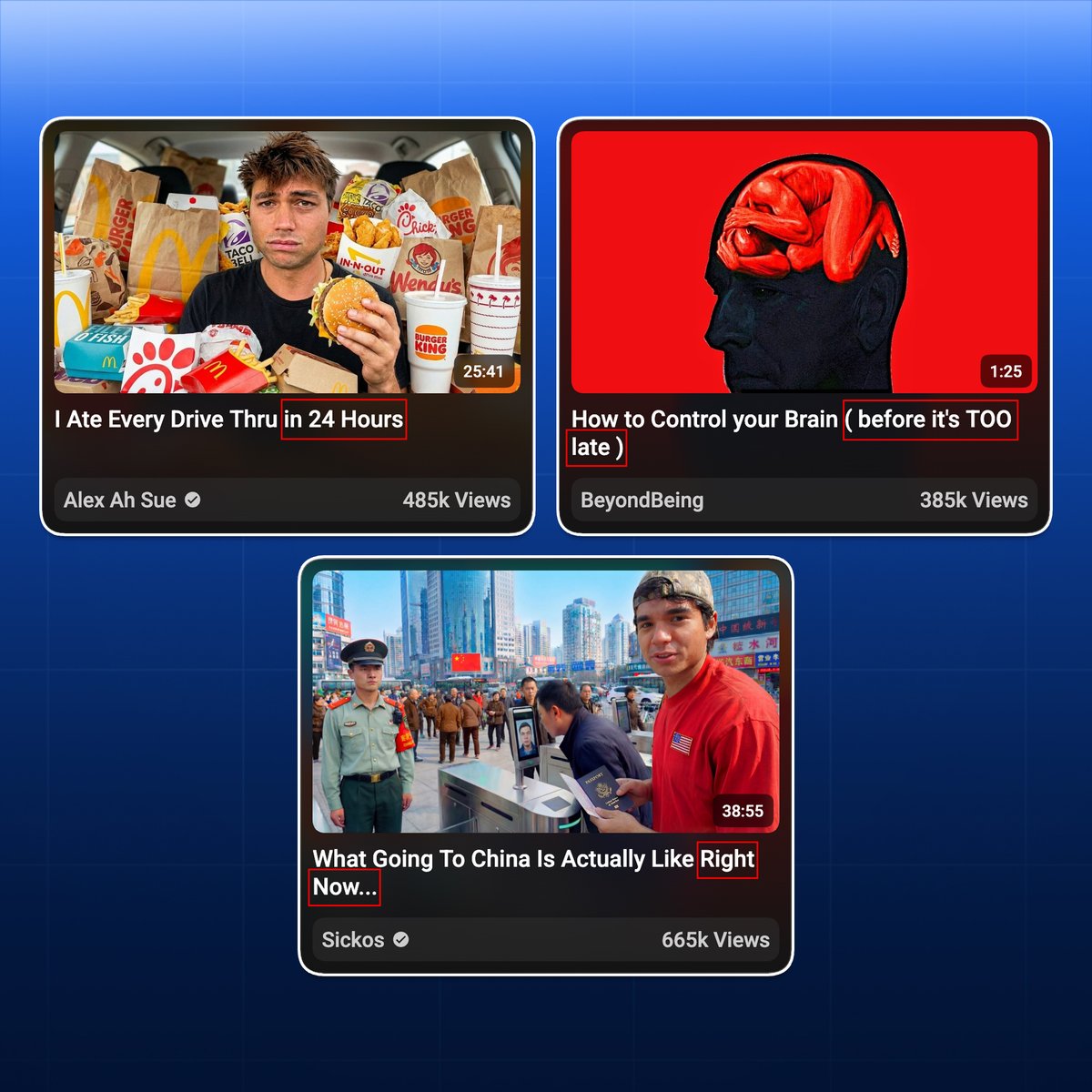 Youtube Title Tip:

Add urgency

People procrastinate...urgency pushes them to act now.

Use time-sensitive language:
- “In 24 Hours”
- "Before You Miss Out”
- “Right Now”

Urgency works because it implies scarcity: the information, opportunity, or trend might not last