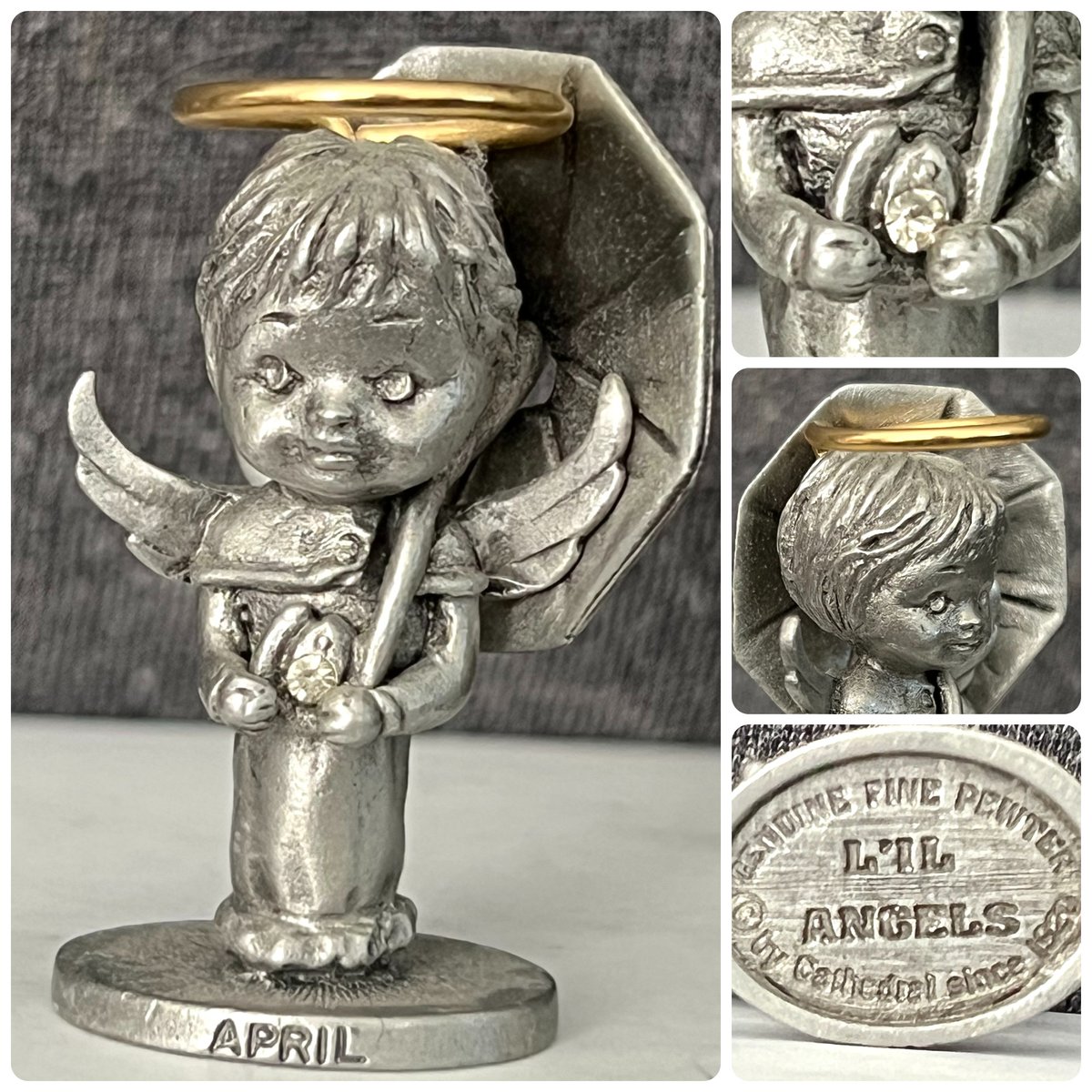 TeriE's tweet photo. CUTE L'il Angels #Pewter April #Birthstone Figure 1.75" #Umbrella VINTAGE 80s #MadeInUSA https://t.co/UBV5AL8FV1 

#angels #angel #pewterfigurine #pewtercollectible #collectibles #vintage80s #LilAngels #AprilBirthstone #birthdaycollectibles #collectiblesonebay #figurines #April https://t.co/vqOeDd5M3B