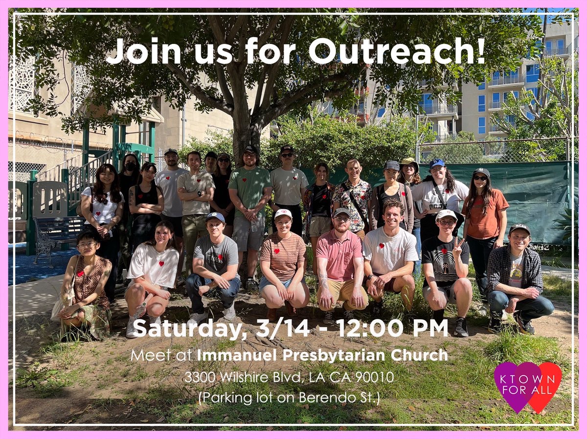 KtownforAll's tweet photo. Join us for outreach! We always go over our guidelines, and if you’re new, we’ll make sure you’re in a group with experienced volunteers - all you need to do is show up! We meet in the Immanuel Presbyterian parking lot at 12pm (you can park in the lot!)
See you there! https://t.co/v0p0FKVXH3