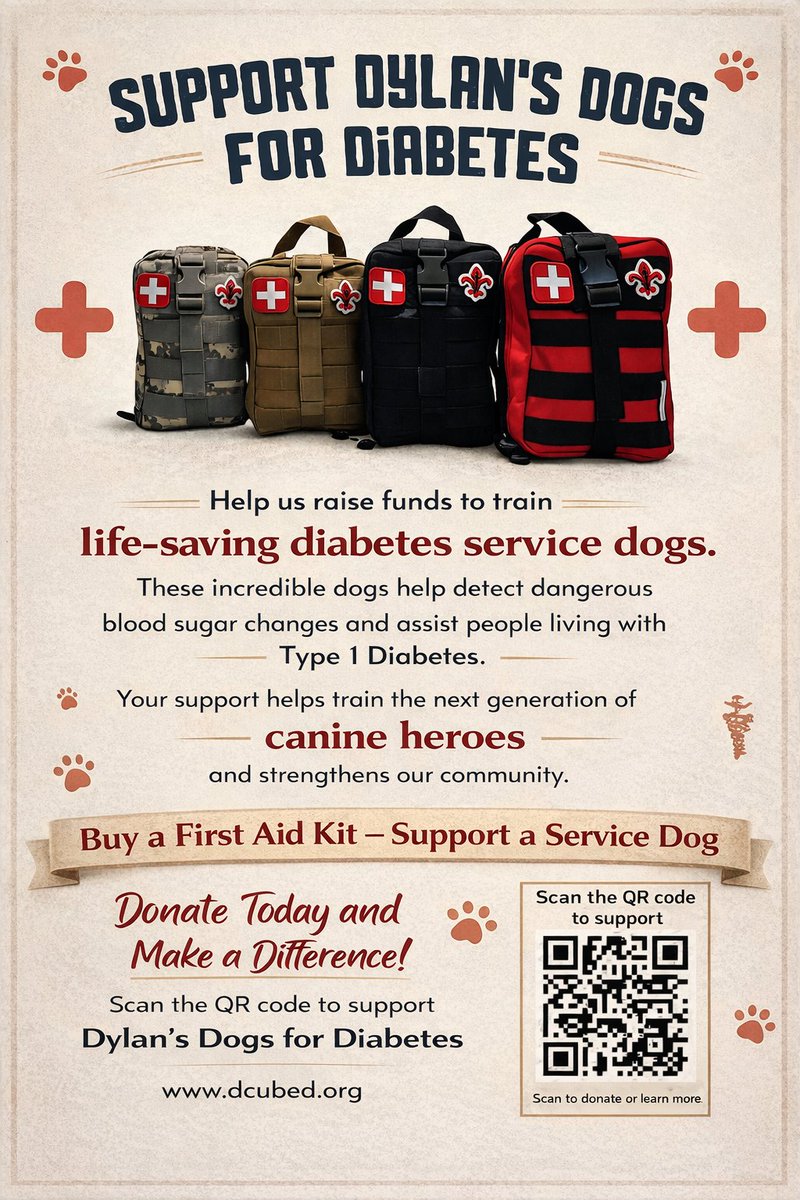 dcubeddogs's tweet photo. We are thrilled to partner with Scouts Medic to support Dylan's Dogs for Diabetes. Your contribution helps provide life-saving companions to those who need them most.
📷 Deadline: March 28
📷 How to help: Scan the QR code below to donate or click link: https://t.co/gMvmsIfoQt https://t.co/UREKGoceqd