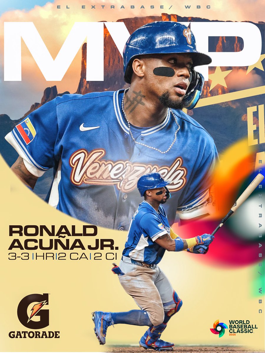 ¡LA BESTIA! 

¡Ronald Acuña Jr. es nuestro #MVP del juego! 

Presentado por <a href="/GatoradeVzla/">Gatorade Venezuela</a>. ¡Sudamos hasta el último inning! 

#WBC | #ElExtrabase⚾️🇻🇪