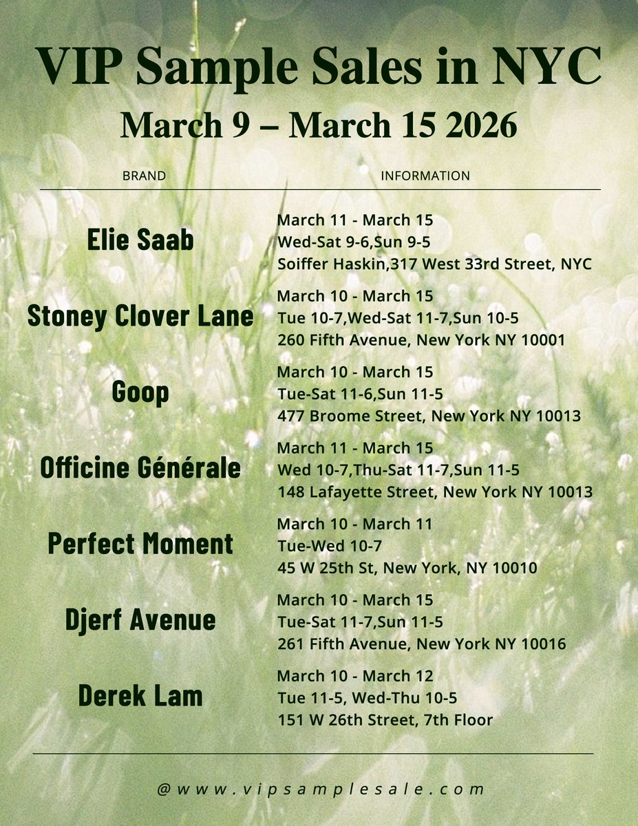 VIPSampleSale's tweet image. New York Luxury Brands Sample Sale this Week ：March 9 - March 15 ,2026

#eliesaab #samplesale #clothing #dress #designersale