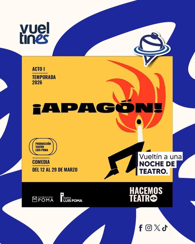 vueltines's tweet photo. 🎭 Si te gusta el teatro, este plan es para vos.
Date un #Vueltin al  Teatro Luis Poma  y disfruta de las obras “Apagón” y “Toc Toc” en la temporada 2026.
Consulta la cartelera en https://t.co/wsESRtRlYG

#Vueltines #ElSalvador #TraficoSV https://t.co/Bhie4WkfPj