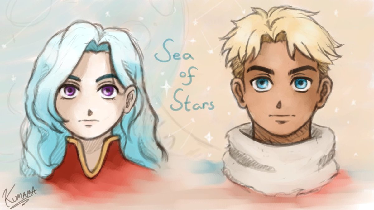 TheKumama's tweet photo. Wow, the ever elusive art that isn't a redraw, wild, simply going crazy over here. #seaofstars #zale #valere https://t.co/yK1rN8OgRD