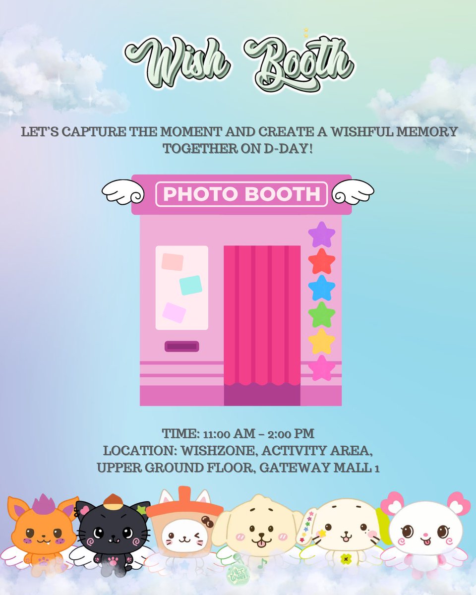 NCTWISHPH's tweet photo. 2026 NCT WISH CONCERT TOUR
INTO THE WISH : OUR WISH in MANILA 

📖 WISH BOOTH

Come join us at the Wishzone and turn your wishes into memories! 📸

At our booth, every snapshot captures a moment we’ll never forget. Let’s make this day truly wishful together, Wishzens! 💚

📍 Wishzone, Activity Area, Upper Ground Floor, Gateway Mall 1 📅 March 14, 2026 ⏰ 11:00 AM – 2:00 PM

See you there!

#NCTWISH 
#OnceUponAWish
#OURWISHinMANILA
