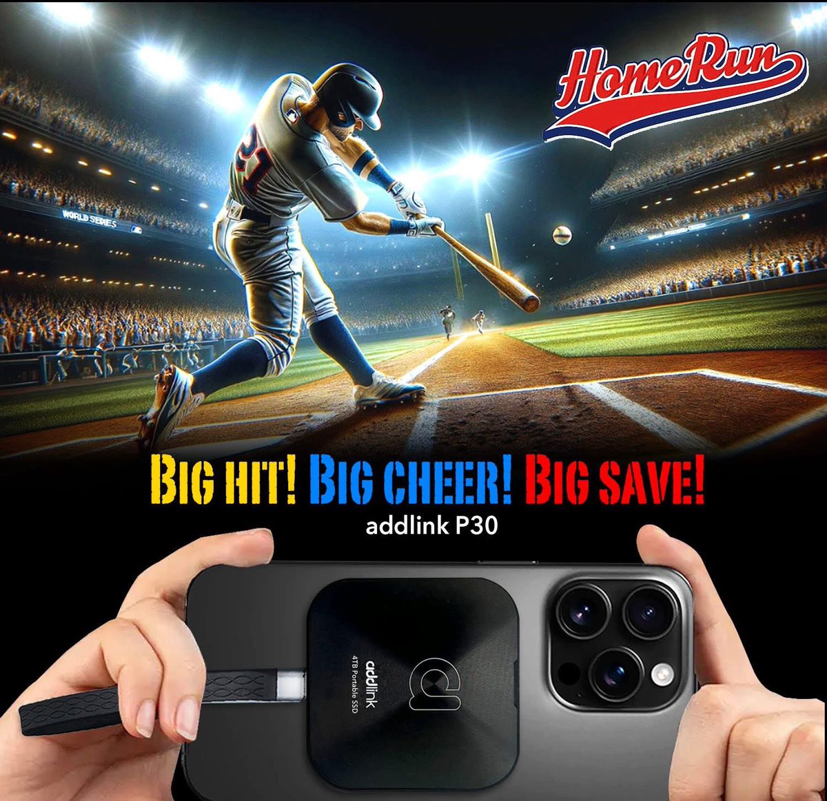 ⚾Big hit! Big cheer! Big save! 
Capture every World Baseball Classic moment with addlink P30 Portable SSD — built for fast transfer, portable storage, and nonstop action.

EN:shorturl.at/aDyb5
UK:shorturl.at/S9oSC
#addlink #P30 #USB4 #ProRes #freesolo #WBC2026