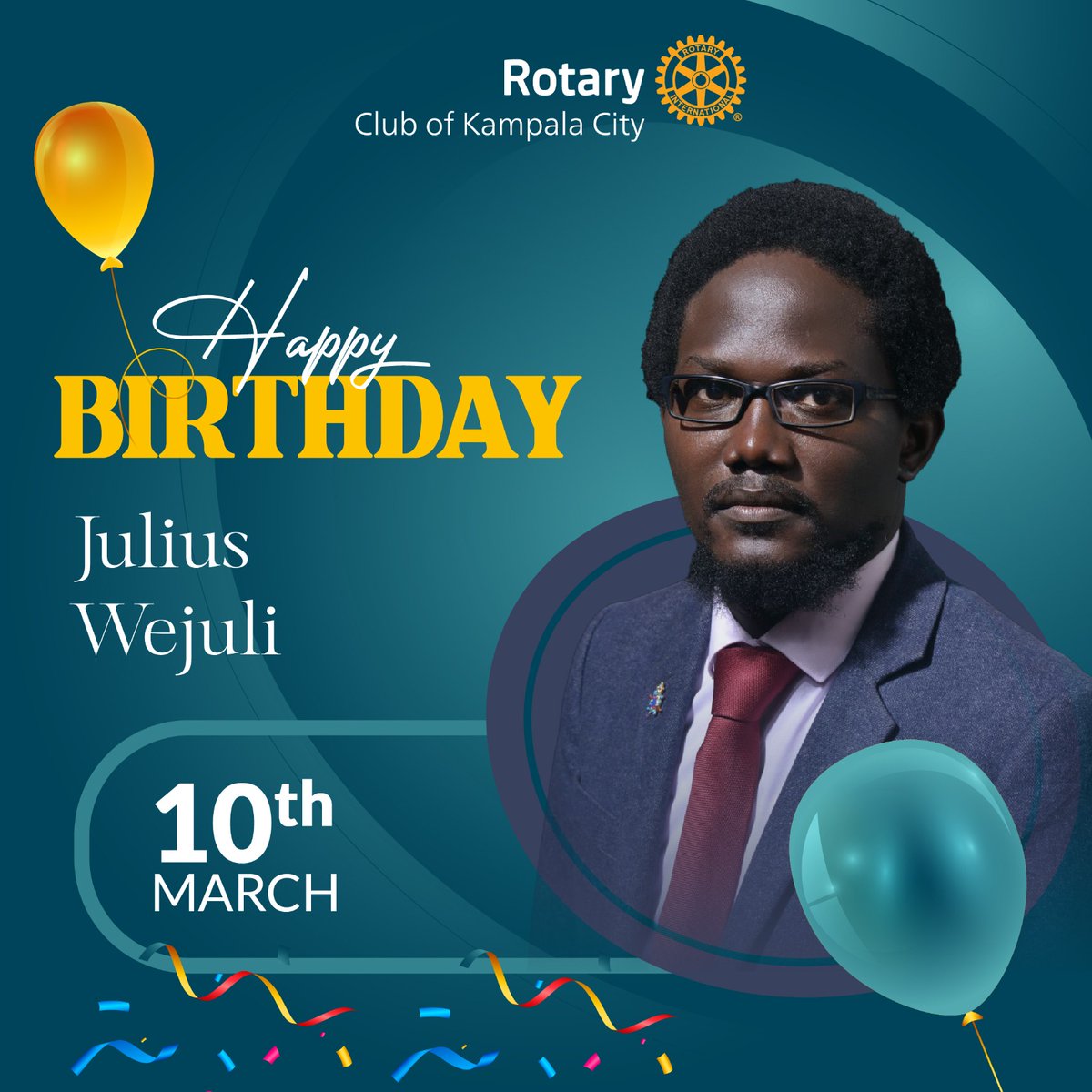 RotaryKlaCity's tweet photo. 🎉 Happy Birthday, Rtn. Julius Wejuli! 🎉

Today we celebrate not only a remarkable Rotarian but also a dedicated leader and valued member of the Rotary Club of Kampala City.

Julius, your service, wisdom, and commitment to the ideals of Rotary continue to inspire all of us. As a Past President, your leadership has left a lasting mark on our club, and your passion for fellowship and service remains a guiding light for many.

May this new year of life bring you continued success, good health, and even greater opportunities to make an impact in the lives of others.

Thank you for your unwavering dedication to Service Above Self and for being such an important part of our Rotary family.

Enjoy your special day! 🎂🎈

#HappyBirthday #RotaryKampalaCity #Unite4good9213 #D9213RotaryCares #RotaryEyamba