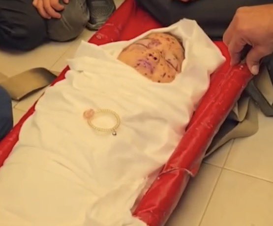 I just watched an interview with Julia’s uncle. 

He said that on Saturday at 11:25 a.m., Julia was returning from kindergarten. She was only a few meters away from her father, who was waiting for her. An Israeli drone missile struck her father, Ahmad, in the head, tearing it