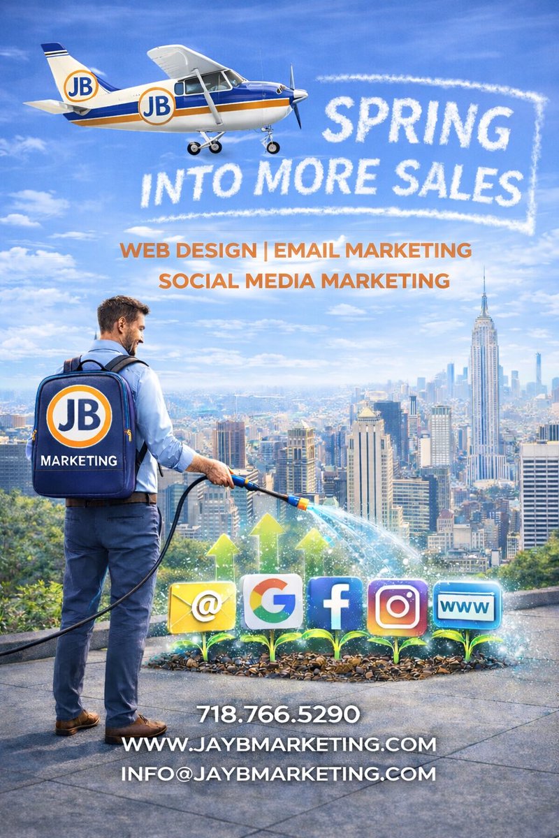 JBMarketinginc's tweet photo. 🌸 Spring Into More Sales

Your business should be growing this season — and the right marketing can make it happen.

At JB Marketing, we help businesses grow with:

✔️ Website Design
✔️ Email Marketing
✔️ Social Media Marketing https://t.co/P71rTroKS9