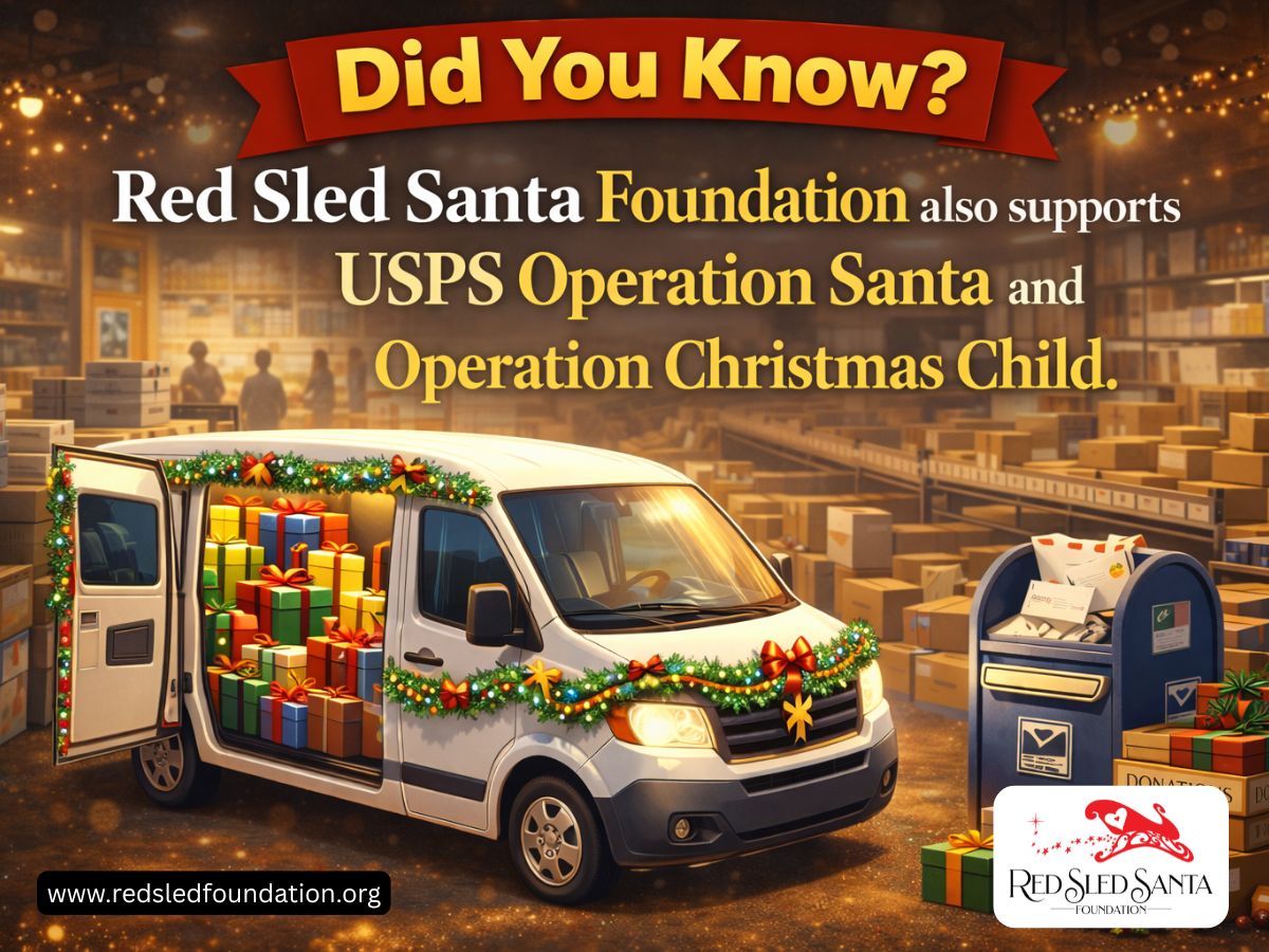 The Red Sled Santa Foundation helps spread holiday joy by supporting meaningful programs like USPS Operation Santa and Operation Christmas Child. 🎁

🌐 Learn more: redsledfoundation.org

#RedSledSanta
#RedSledSantaFoundation
#USPSOperationSanta
#OperationChristmasChild