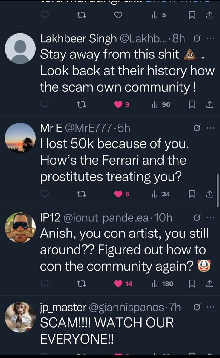 333Xrp's tweet photo. Everyone knows @Anish_tweeets is a conman who stole $52 million dollars from investors 
$WCO is a scam 
@winitylife 
@WChainNetwork 
@WadzPay 
Read the comments from investors 👇👀💩 https://t.co/6VZvkgJrbN