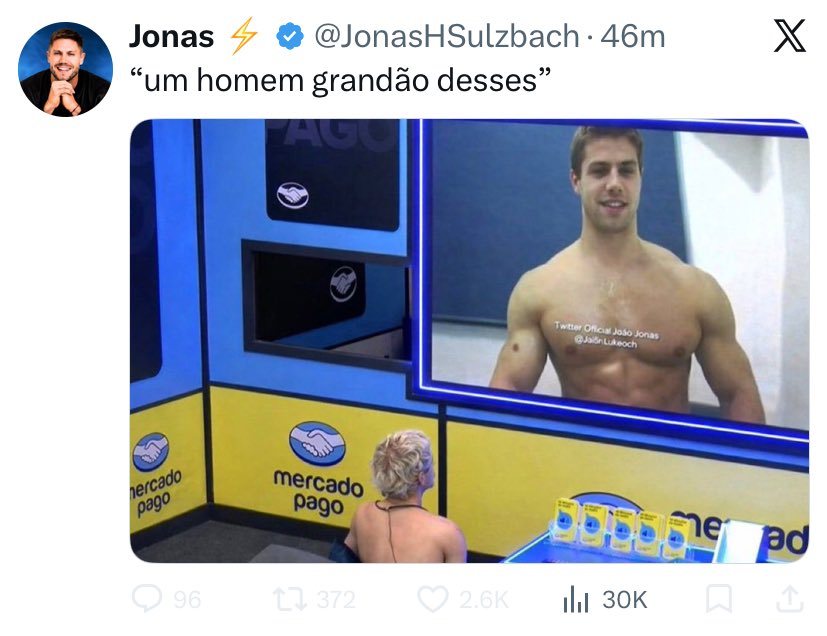 O Jonas pode até tentar se desvincular dessa imagem, mas aqui fora, na falta de conteúdo, o que sobra é só isso mesmo…

Respondendo com o print porque a covardia do outro lado é tamanha que eles precisam bloquear o perfil pra postar deliberadamente sobre o Juliano. #BBB26