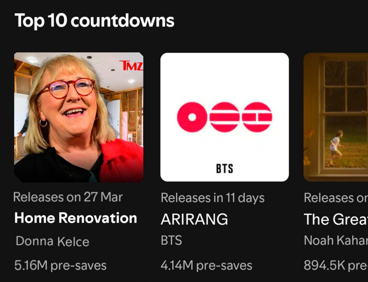 ¡BAJAMOS AL SEGUNDO LUGAR! COMIENCEN A PRE-GUARDAR ARIRANG Y NO SEAN DEDOS FLOJOS PARA LUEGO VENIR A LLORAR.

open.spotify.com/prerelease/1Dc…