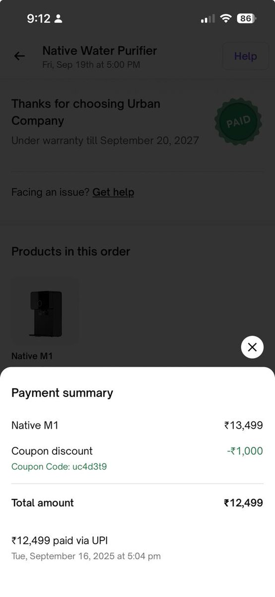 rkg1nwg's tweet image. ⚠️ CONSUMER ALERT! @UrbanCompany @urbancompany_cs sold me Native RO but REFUSED warranty service! Bad taste water, membrane/candle NOT replaced — because their policy says "TDS must cross 300" = WARRANTY IS A SCAM BY DESIGN!
#UrbanCompany #NativeRO #ConsumerFraud #WarrantyFraud