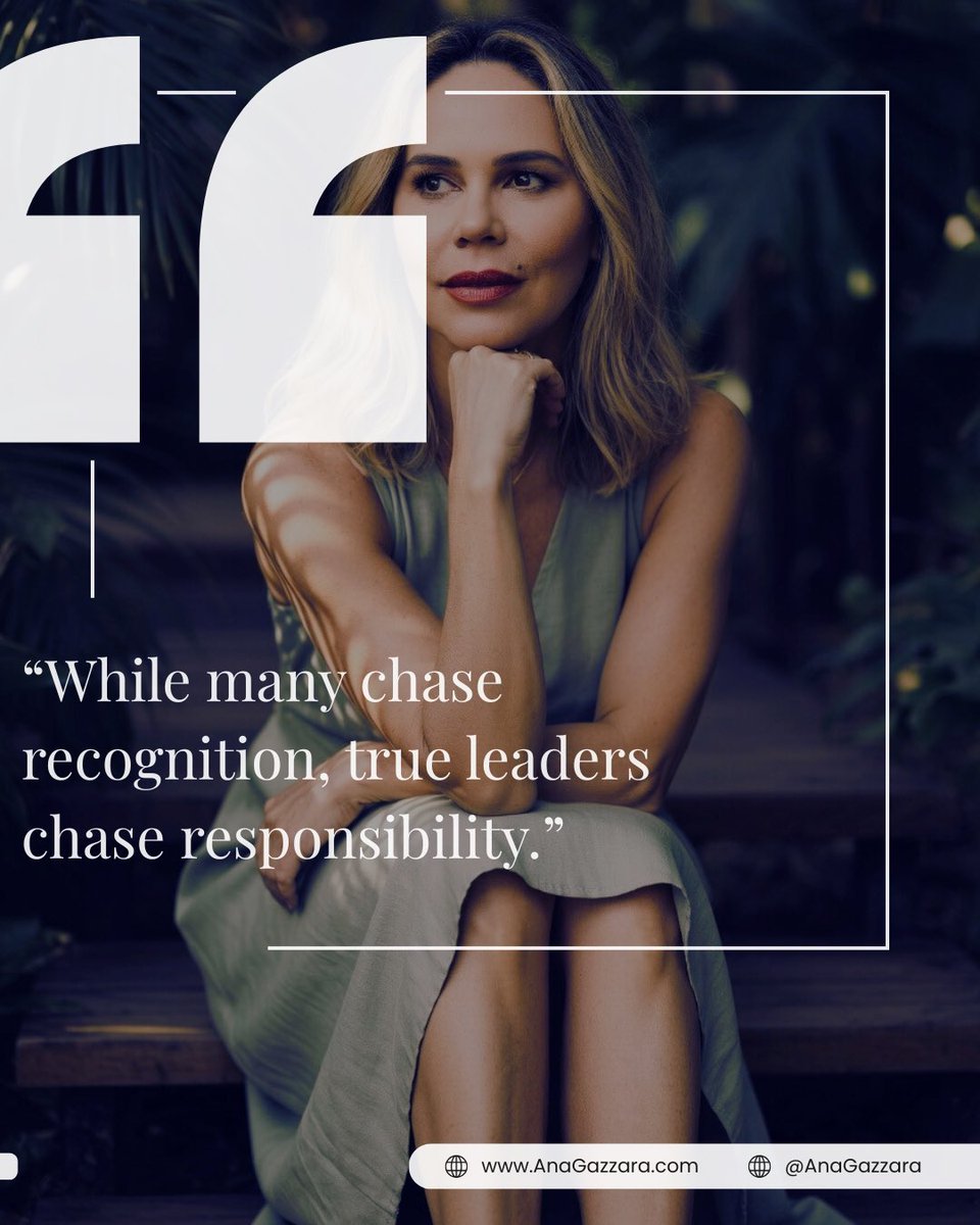 AnaGazzara's tweet photo. In a world increasingly driven by visibility, followers, and applause, it is easy to confuse recognition with leadership.

Recognition is external.
Responsibility is internal. https://t.co/ocUCBWl3TB