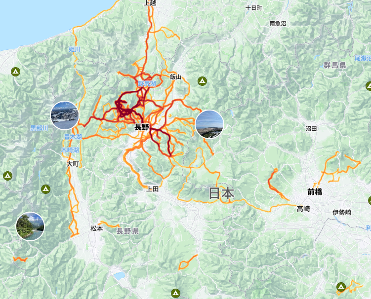 ヒートマップ
松本―上田間が何もないのね。