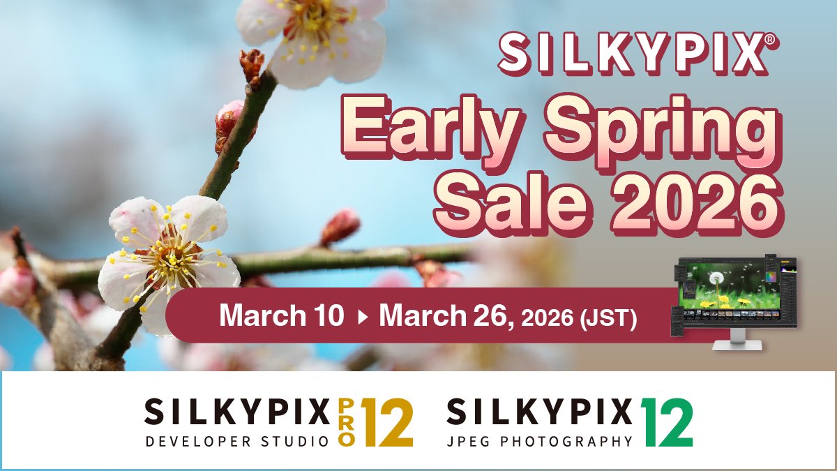 SILKYPIX_WORLD's tweet photo. 🎉 #SILKYPIX Early Spring Sale 2026! 

Huge discounts on our high-quality RAW editor "SILKYPIX Developer Studio Pro12" (Subscription-FREE!) &amp; affordable "JPEG Photography 12"📸✨

⏳Ends Mar 26! 
👇Details here: https://t.co/gggTYWxVqE https://t.co/YTikcMkykv