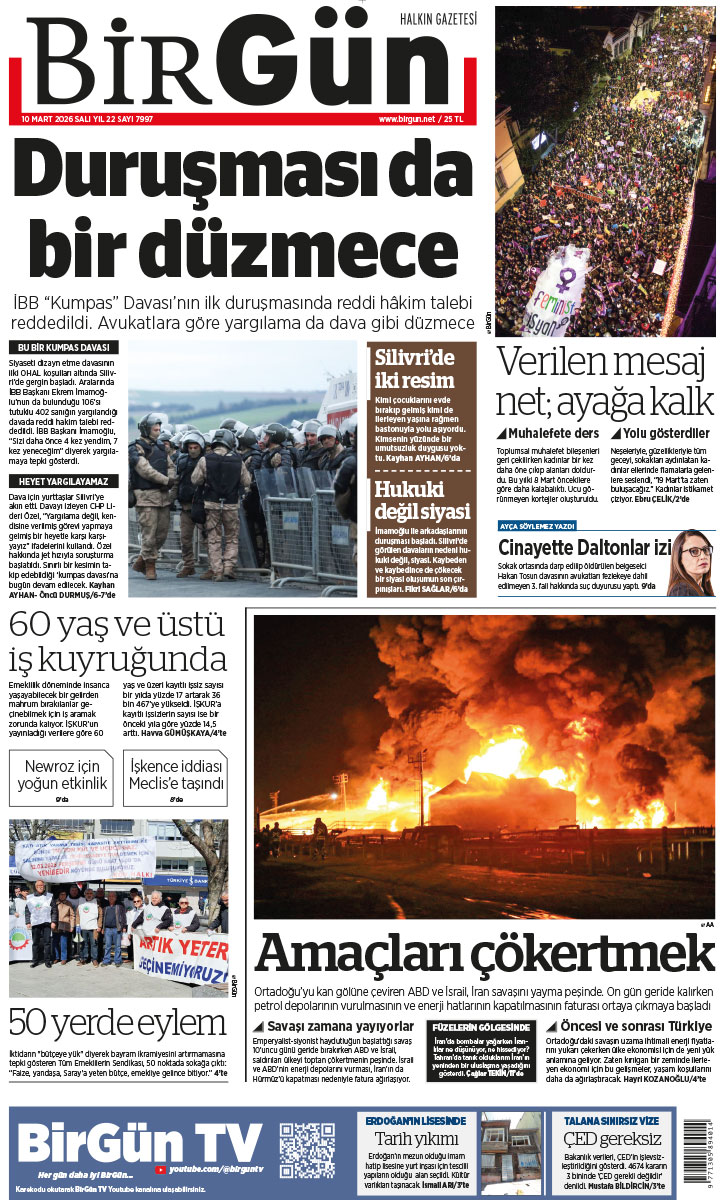 Duruşması da bir düzmece

İBB “Kumpas” Davası’nın ilk duruşmasında reddi hâkim talebi reddedildi. Avukatlara göre yargılama da dava gibi düzmece

birgun.net/haber/sizi-yen…

Bugünün BirGün’ü
