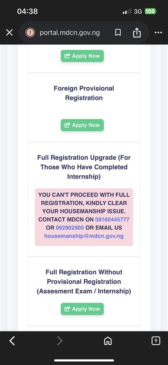 I’ve been through with housejob since the 27th Feb
MDCN portal doesn’t want me to submit the forms and without it I can’t pay for perm. license.
Major issue is that the numbers aren’t going through and the emails aren’t being answered😪
<a href="/Nigerian_Doctor/">Nigerian Doctor</a> <a href="/MDCNOfficial/">Medical and Dental Council of Nigeria</a>