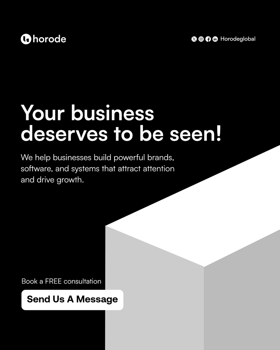 horodeglobal's tweet photo. At Horode, we help businesses transform their vision into powerful brands, software, and systems designed for visibility, credibility, and growth.
Because the right structure doesn’t just make your business look better, but rather it helps it move further. https://t.co/u4pnOcRNRa