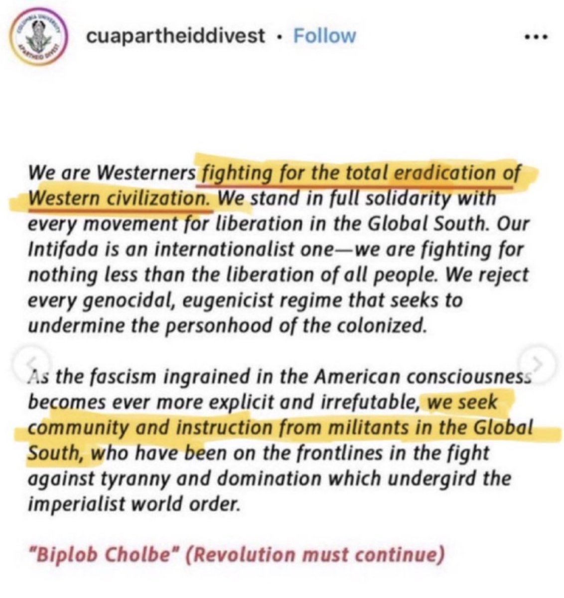 It's amazing how Mahmoud Khalil was part of an organization that claimed to be fighting for the "total eradication of western civilization" yet is doing everything in his power to stay in the US and not be sent back to where he belongs!
