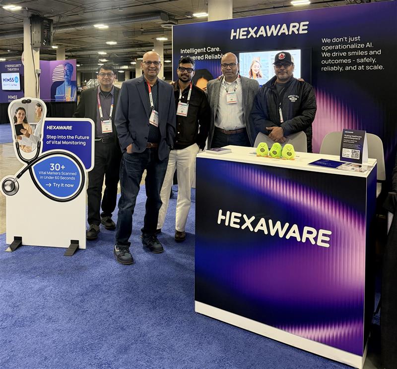 HexawareGlobal's tweet photo. We’re live at the booth at the HIMSS Global Health Conference & Exhibition 2026!  

Meet Hexaware experts at AI Pavilion | Booth #10217 to discuss your #AI transformation roadmap for #healthcare. 

Plus: Experience AI-powered vital monitoring —30+ vitals in <60 seconds. 

Book a meeting: https://t.co/4pyOtpbWvP