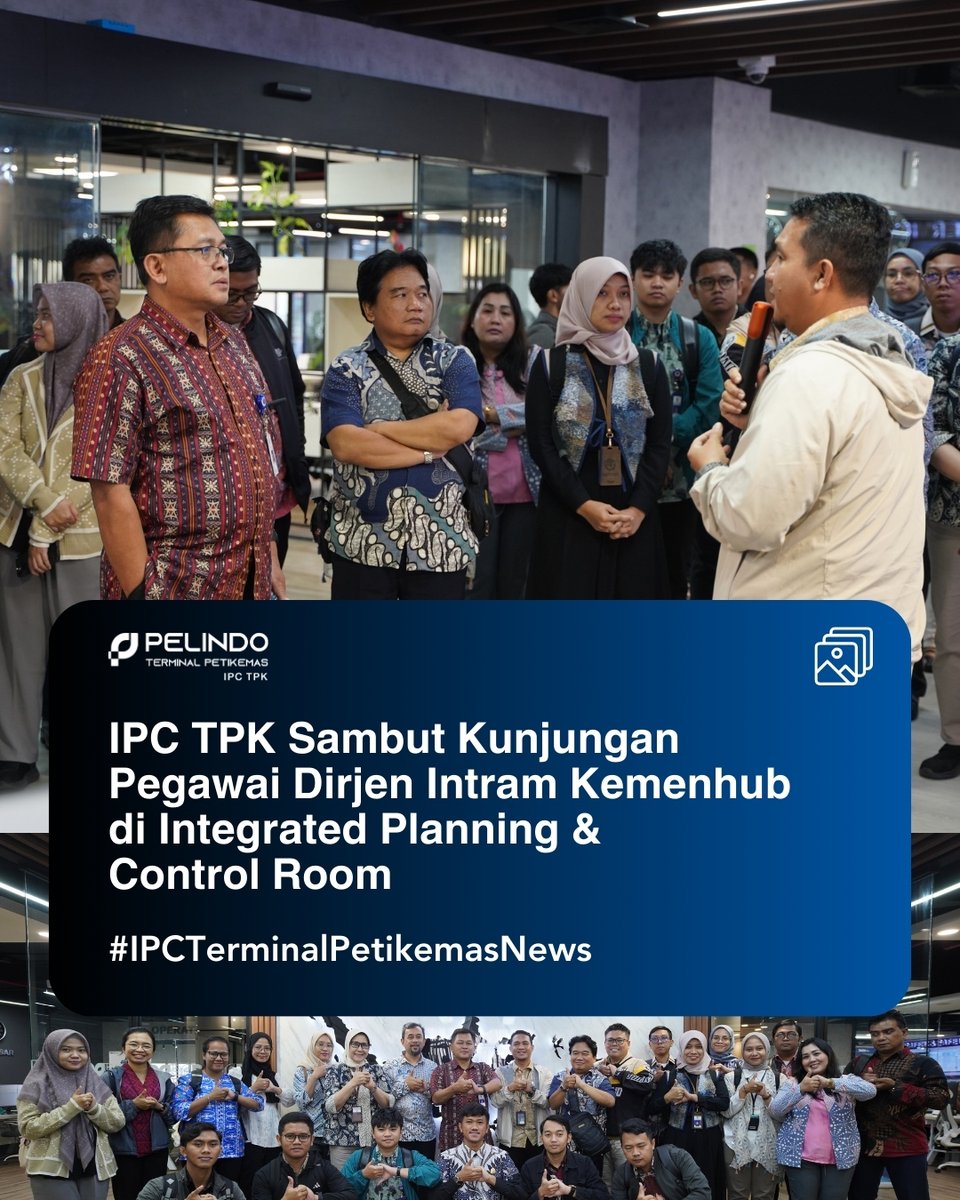 ipctpk's tweet photo. Hai #ContainerLovers

IPC TPK menyambut kunjungan 30 peserta Pelatihan Multimoda dan Logistik Pelabuhan dari Pegawai Dirjen Integrasi Transportasi dan Multimoda di Integrated Planning &amp; Control Room IPC TPK. 

#pelindo #pelindoterminalpetikemas #pelindogroup #sptpgroup https://t.co/LmFR4pXzIM