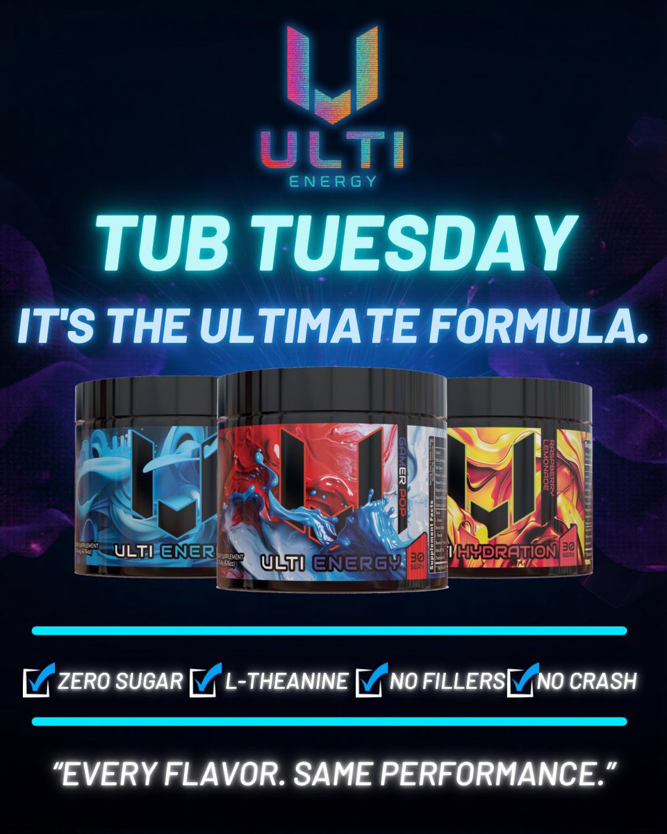 ⚡ TUB TUESDAY ⚡

It’s not just the epic flavor…
It’s the ULTIMate formula. 👀

Clean energy. Zero sugar. No crash.

What flavor are you scooping today?
#StayULTI