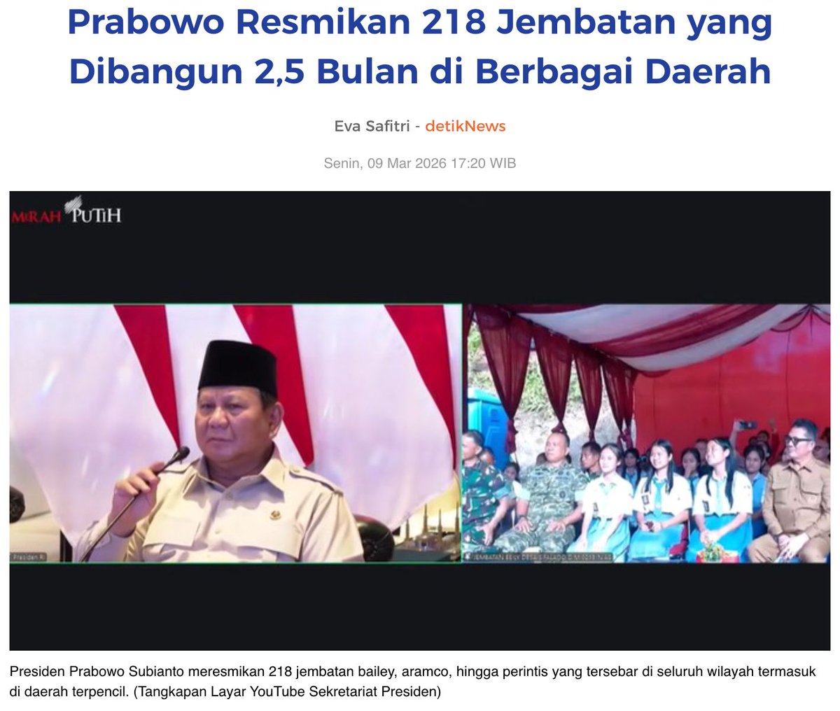 AsmirandaLisa's tweet photo. Setiap rakyat, di mana pun mereka tinggal, memiliki hak merasakan hadirnya negara dan mendapatkan hasil pembangunan secara merata.

Resmikan 218 Jembatan https://t.co/YeUW4Gmbwv
