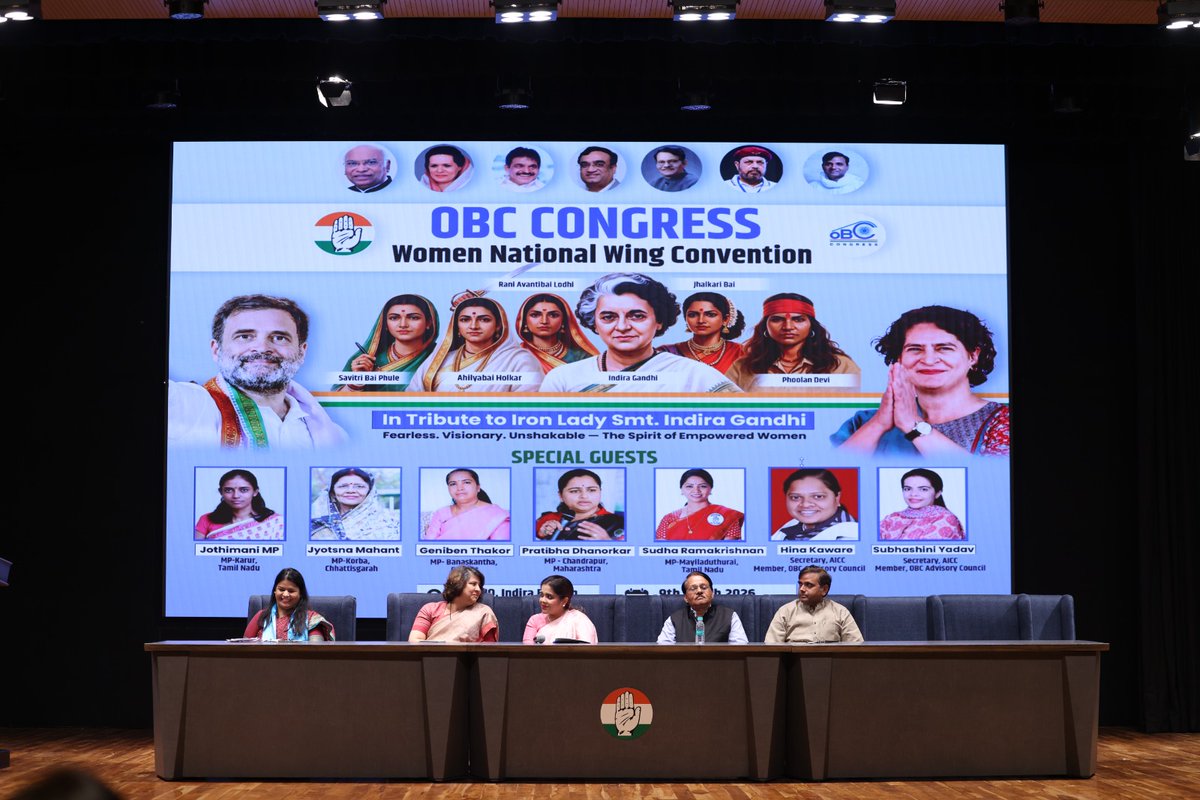 KRajuINC's tweet image. Attended the @INCOBCIndia's #WomenWingNationalConvention on 9th March 2026 at #IndiraBhawan, New Delhi. It was inspiring to witness the strength, leadership and determination of women from the #OBC community coming together to strengthen the values of social justice, equality and