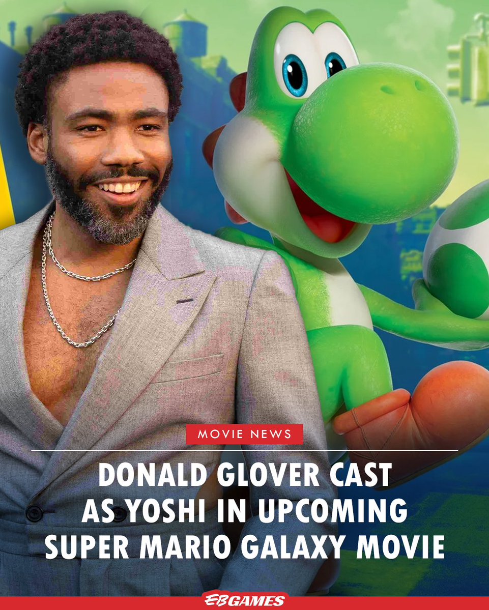 EBGamesAus's tweet image. Donald Glover has been cast as Yoshi in the upcoming Super Mario Galaxy Movie, coming to cinemas on 1 April. 

Announced in the recent Nintendo Direct livestream, Luis Guzman and Issa Rae will also be joining the cast as Wart and Honey Queen.