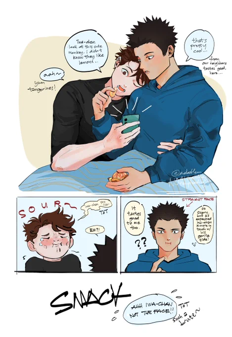 silly oiiwa ft. iwa-chan's exposed forehead <3 
#iwaoi #oiiwa 