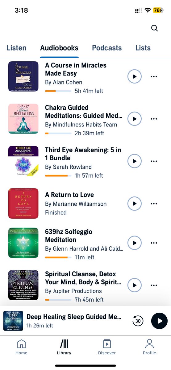 rojerthatx's tweet photo. @MaccabeesRising @pmarca This is my audible list. https://t.co/NYV3VBGKSh