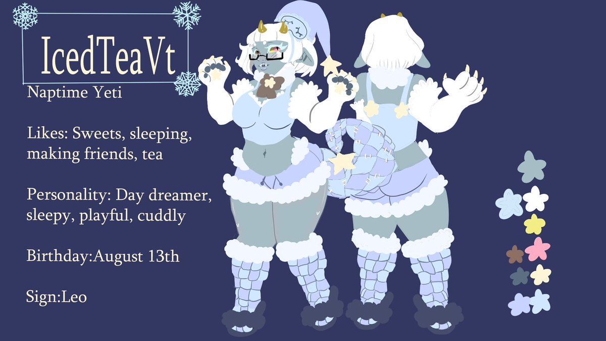 Iced_teaVT's tweet photo. A snowy hello! My name is Tea! You I am a cozy dream yeti and I hope we can be best of friends! 

#Vtuber #VtuberEn #Streamer #Art https://t.co/9dMXk3LtUw