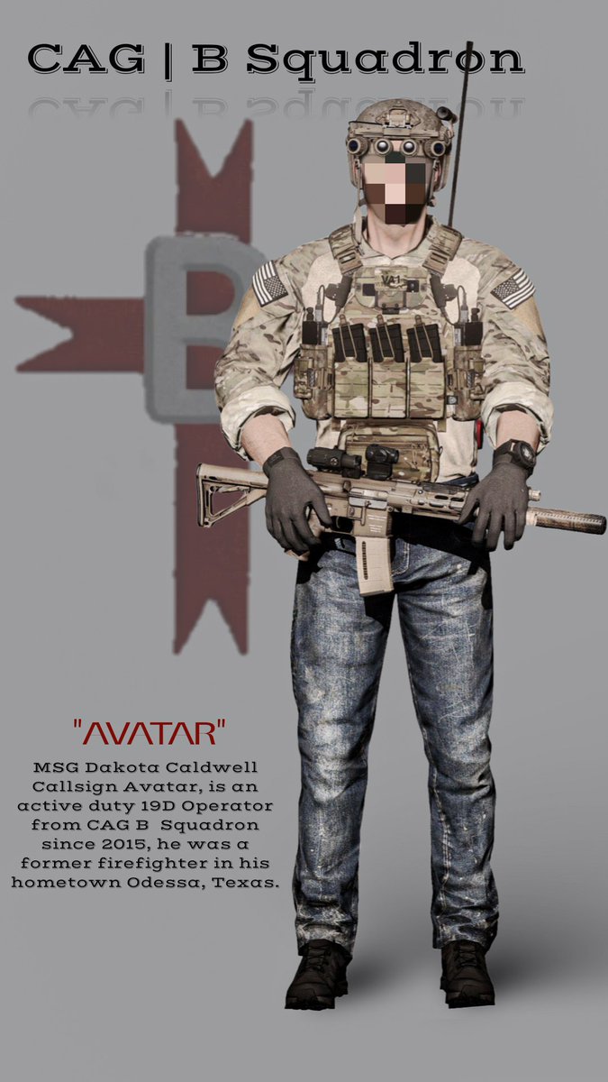 DaggerViperZero's tweet photo. 🇺🇸⚔️ CAG B Squadron MSG Dakota "Avatar" Caldwell
#arma3 #arma3photography #cag #arma4 #armaplatform #armaphotography #arma3milsim #artwork #armarefoger https://t.co/m8E1O1gnjc