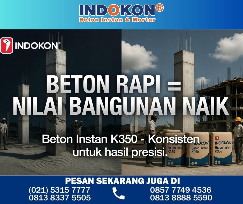 BIndokon9699's tweet photo. Bangunan kuat itu standar.
Bangunan rapi yang bikin harga naik.
Itu sebabnya banyak proyek pakai Beton Instan K350 Indokon.
Presisi dari awal.
Nilai bangunan ikut naik.
🔗 https://t.co/HQDv2gjmh0
#BetonRapi #NilaiBangunanNaik #K350 #Indokon #ValueBuilder https://t.co/aexLVsl86h