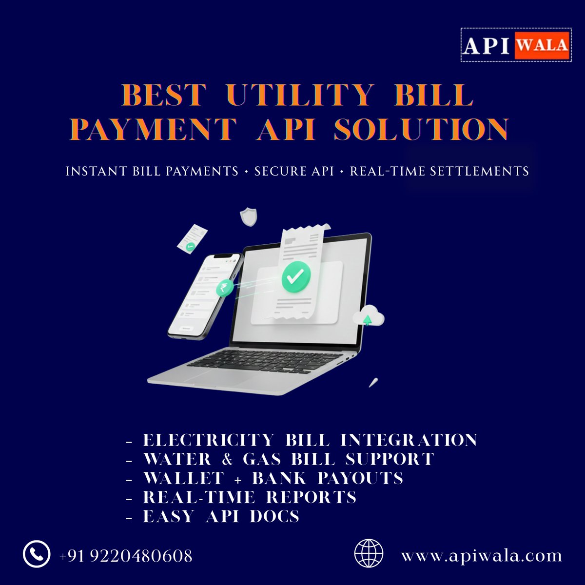 apiwala's tweet photo. ⚡ Simplify utility bill payments with APIWALA Utility Bill Payment API!
Instant electricity, water &amp; gas bill integration with secure API and real-time settlements.
📞 +91 9220480608
🌐 https://t.co/BBXFwXzQ8j
#APIWALA #UtilityBillAPI #BillPaymentAPI  #DigitalPayments https://t.co/KaDhkZSgVh