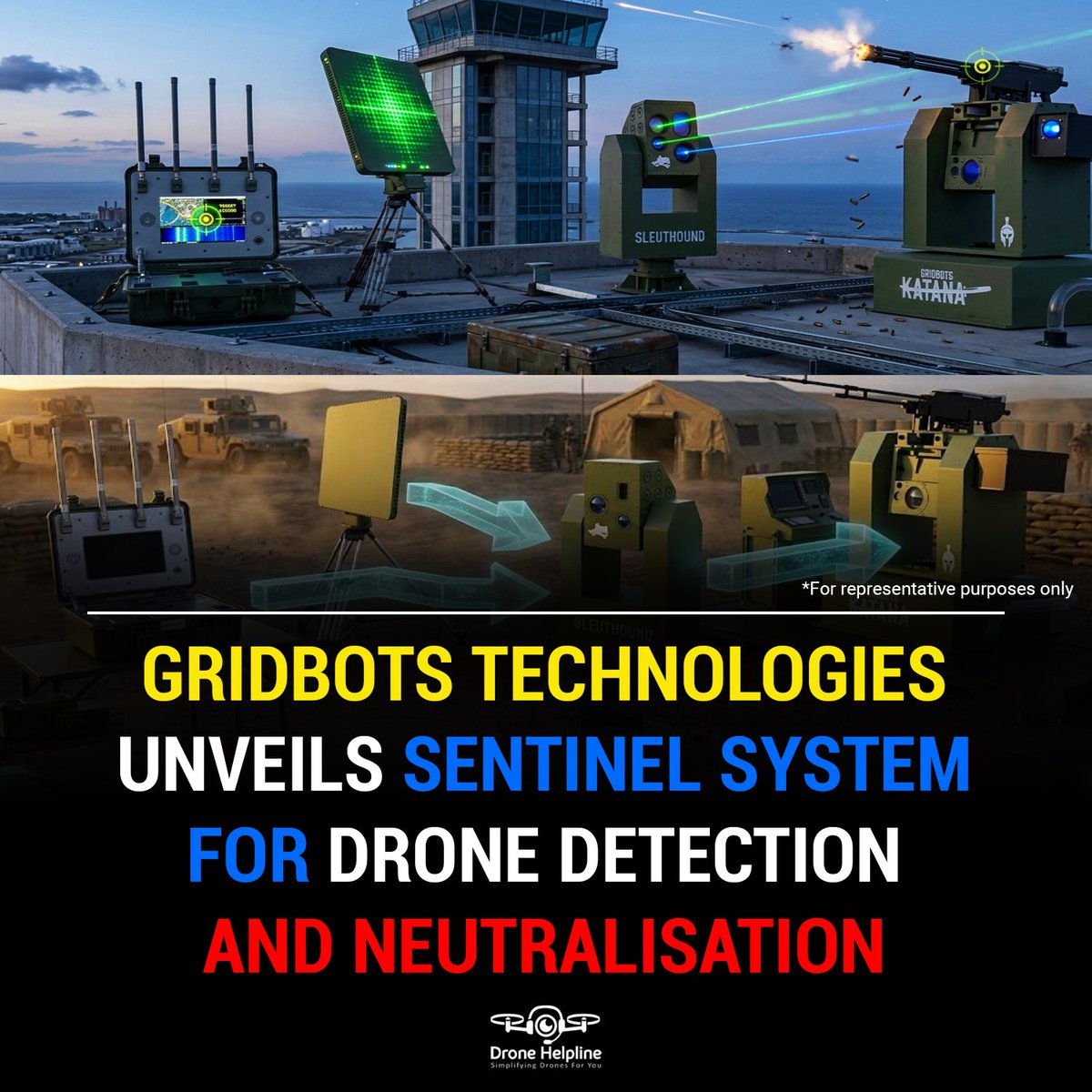 Gridbots Technologies has introduced Sentinel, an anti drone system designed to detect, track and neutralise rogue drones. The platform integrates radar, RF monitoring and EO/IR tracking to counter aerial threats and drone swarms.

Source: tinyurl.com/bdh5d4d2 

#DroneNews