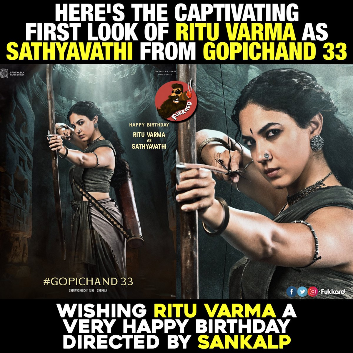 Fukkard's tweet photo. .@riturv's First look as #SathyaVathi in #Gopichand33. 🏹

#HBDRituVarma #SSS14 #SR4 https://t.co/g3ao8zSpfH