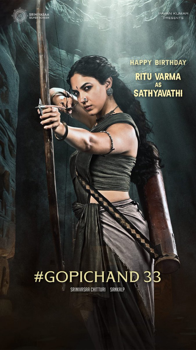 BoxOfficeGraph's tweet photo. On the occasion of @Riturv’s birthday, the team released her first look as #SathyaVathi from #Gopichand33. 🔥🔥 https://t.co/gWcLyzxGOK