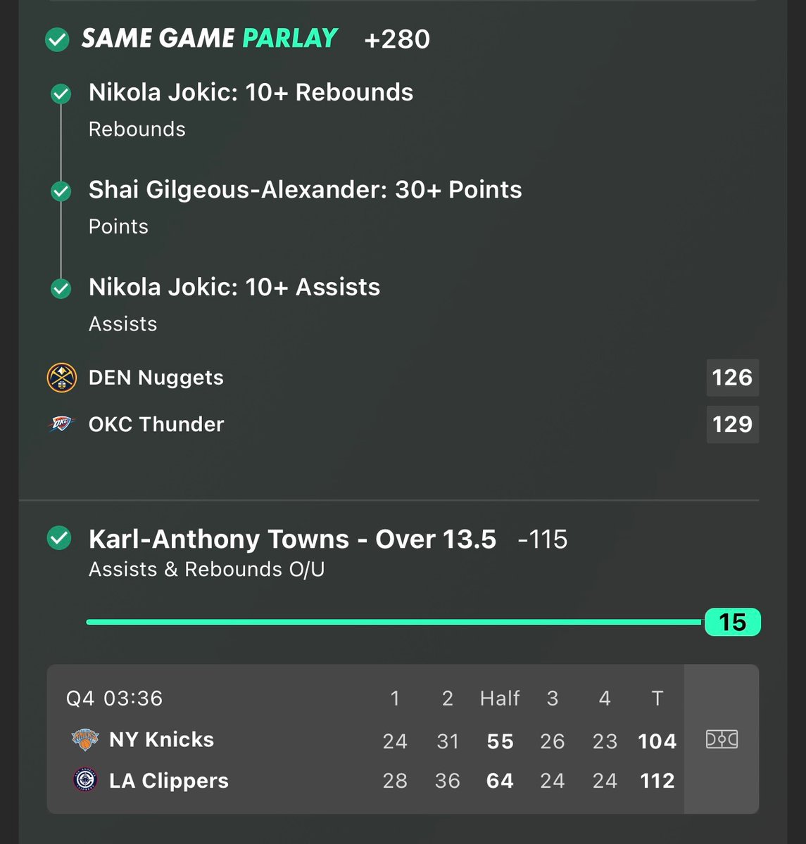 __LordPenguin's tweet photo. Free Month of VIP to someone that likes ❤️

Recap 🧹

✅ 1.5u Karl Towns over 13.5 AR -115

✅ 0.25u Monday’s Parlay +610
✅ 0.25u NBA Triple Up +174

nice night for us 💪🏼

💰 7 of our last 13 triple 🆙s https://t.co/Q2BIsifbhP