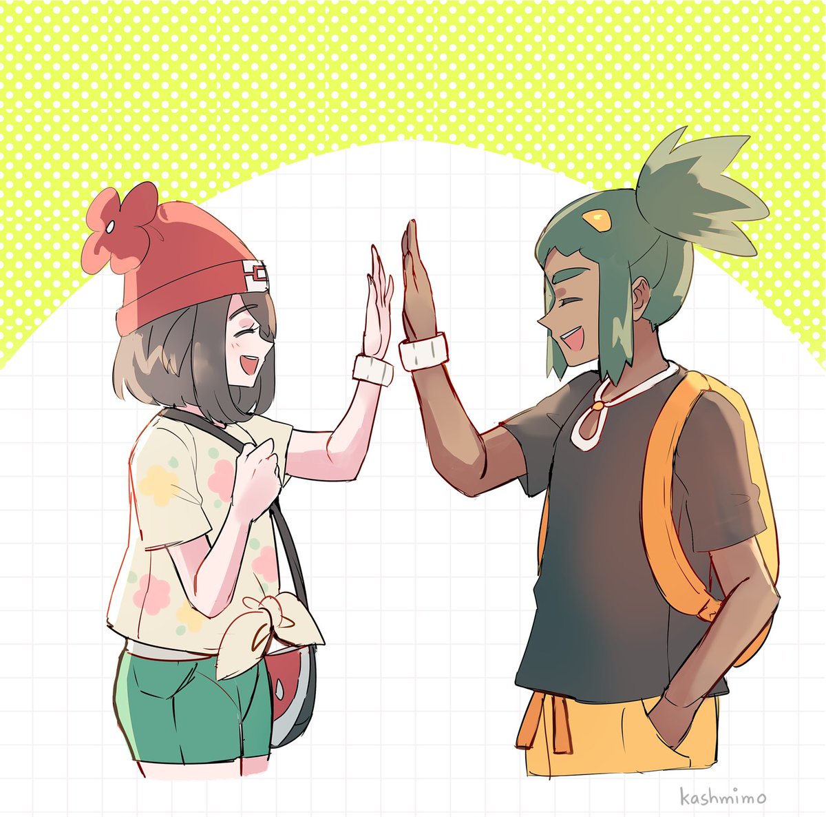 ハウ(ポケモン) ,ミヅキ(ポケモントレーナー) 「(3/4)」|kash( σ . σ)のイラスト
